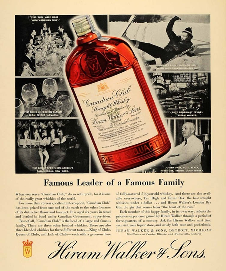 Vintage Hiram Walker & Sons Canadian Club Whiskey Advert Wallpaper