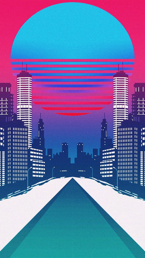 Vintage Iphone Retro Wave Tall Buildings Wallpaper