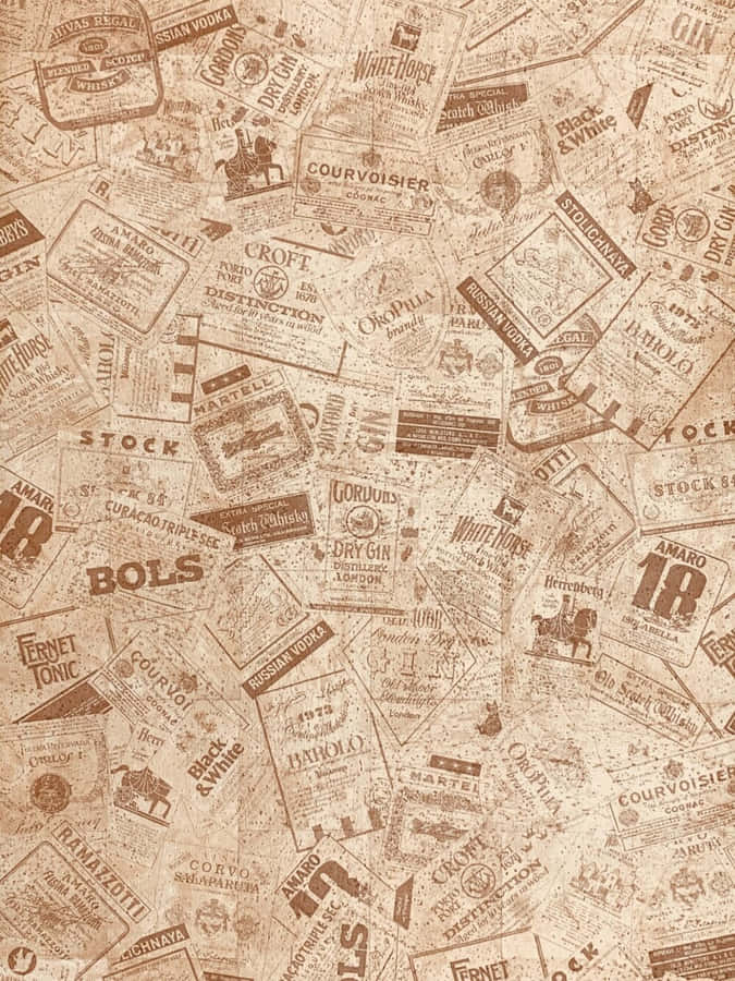 Vintage Liquor Labels Collage Wallpaper