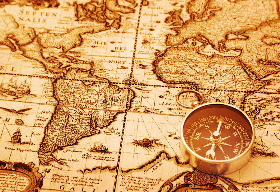 Vintage Mapand Compass Desktop Background Wallpaper