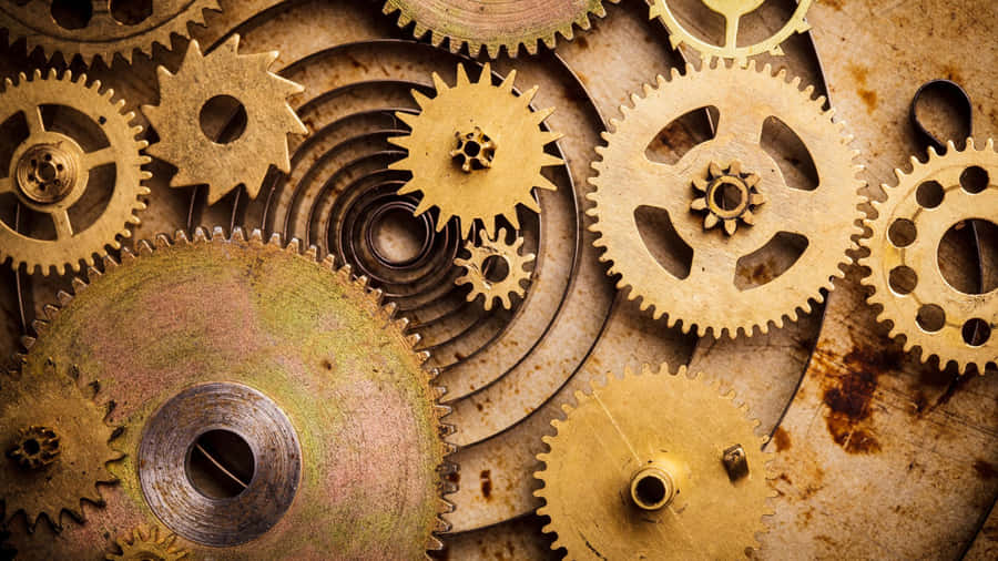 Vintage Mechanical Gears Background Wallpaper