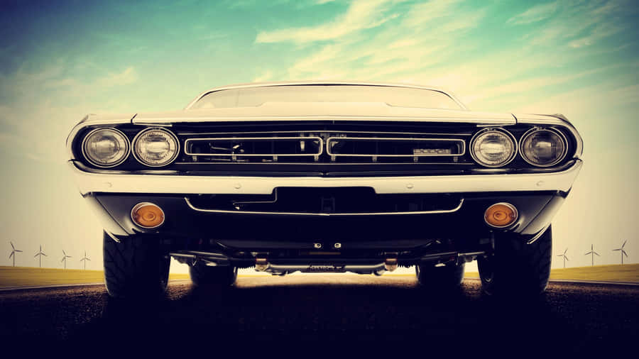 Vintage Muscle Car Front View Wallpaper