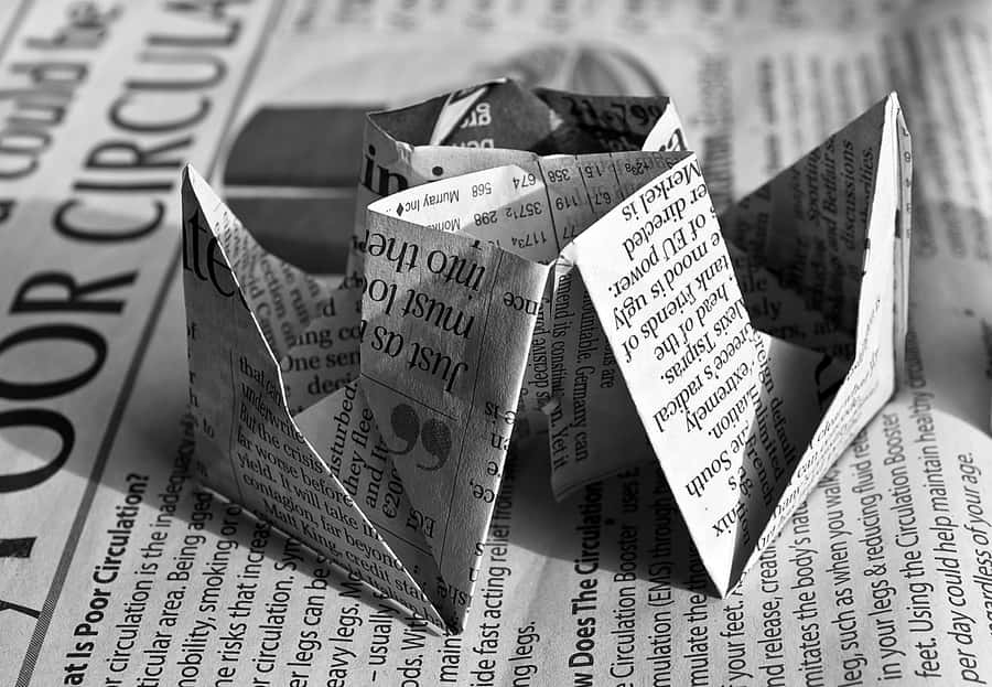 Vintage Newspaper Used As Origami Wallpaper