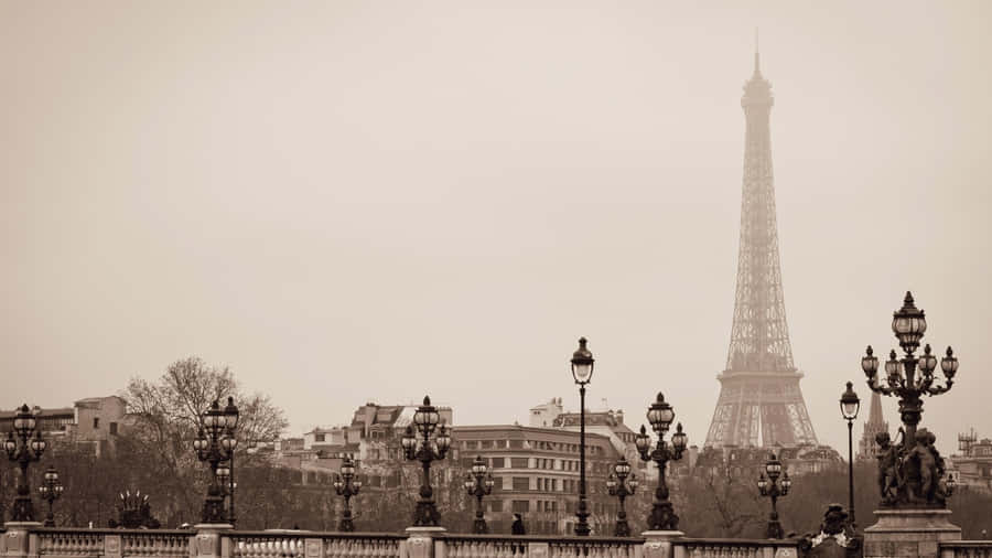 Vintage Paris Eiffel Tower View Wallpaper