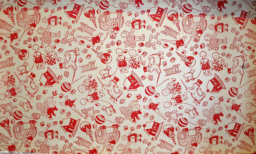 Vintage Red Drawings Wallpaper
