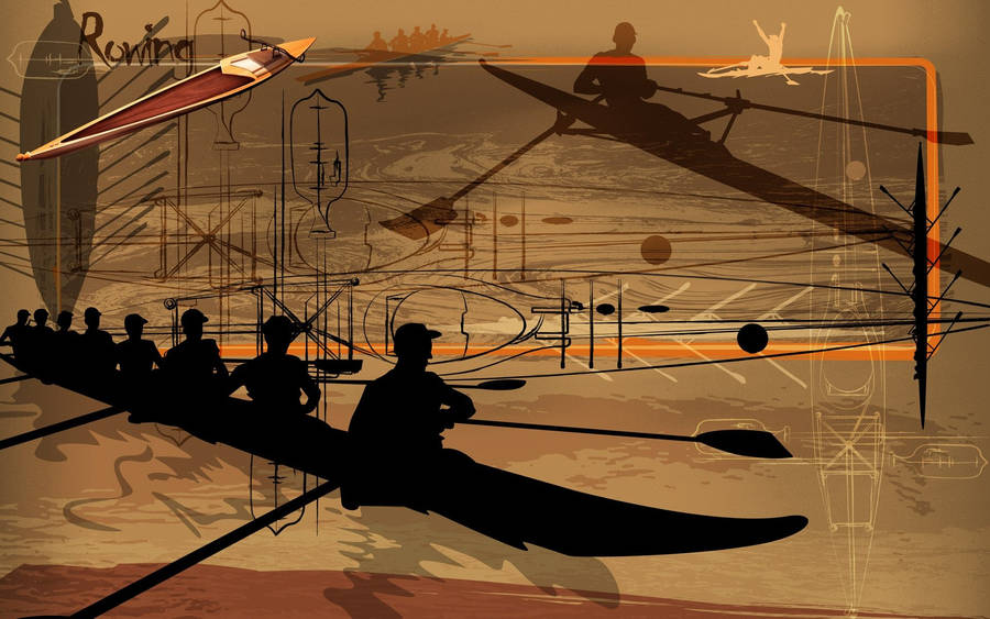 Vintage Rowing Art Wallpaper