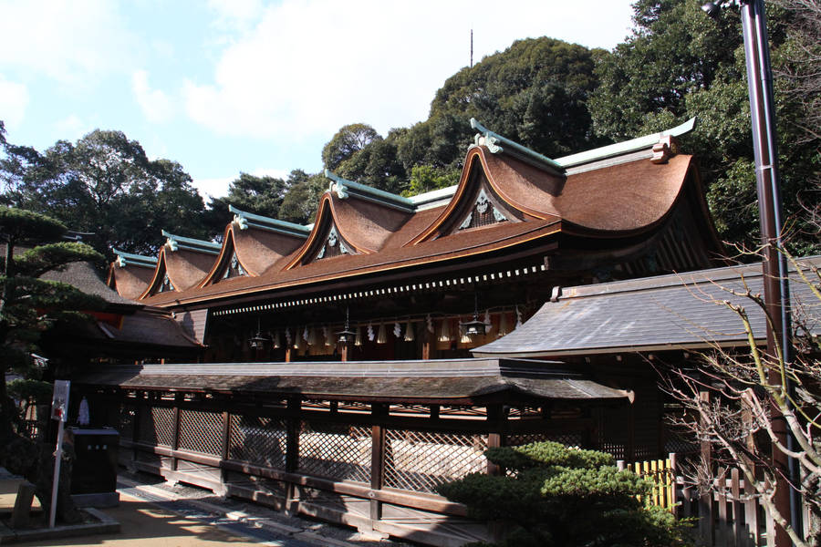 Vintage Shrine In Fukuoka Wallpaper