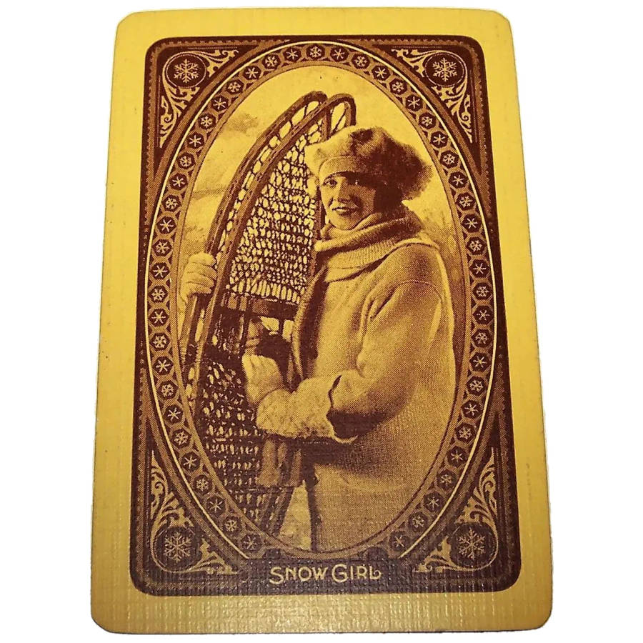 Vintage Snow Girl Playing Card Wallpaper