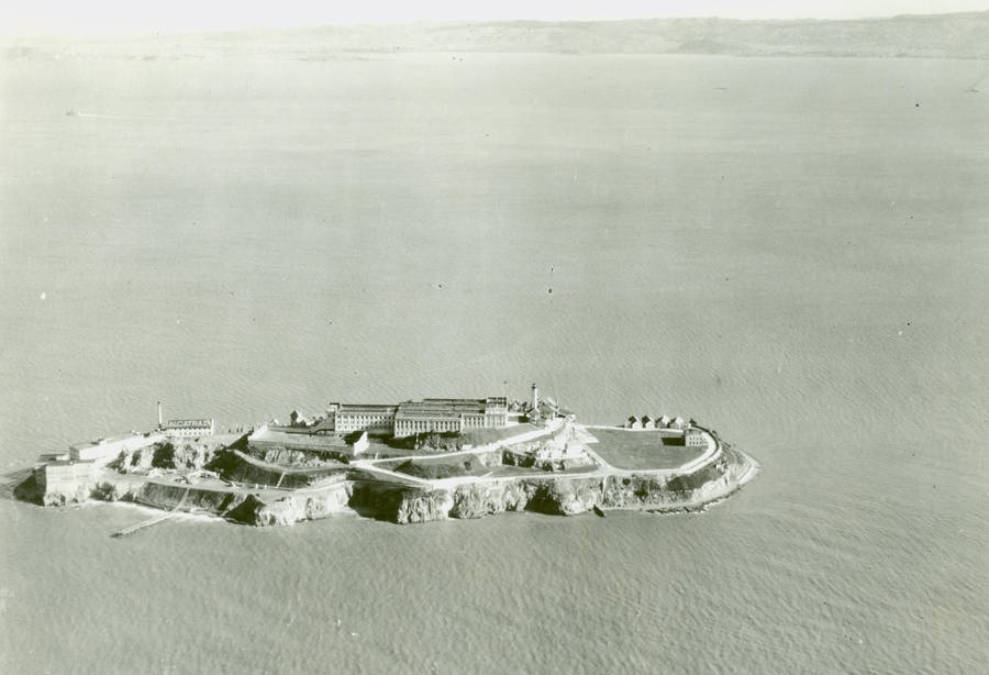 Vintage View Of Alcatraz Island At Mid 19th Century Wallpaper