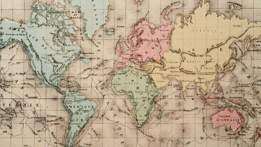 Vintage World Map Desktop Background Wallpaper