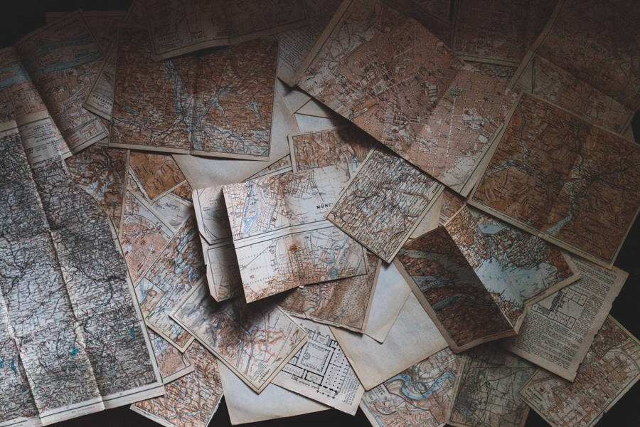 Vintage Yellowish Maps Wallpaper