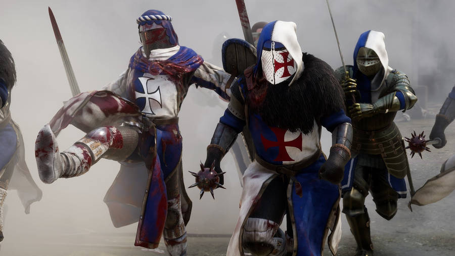 Violent Mordhau Mercenery Battling Group Wallpaper