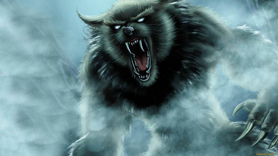Violent Werewolf In Mist Wallpaper