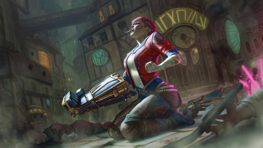 Violet Arcane Posing After A Fight Wallpaper