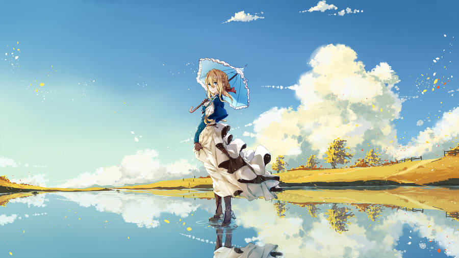 Violet Evergarden Standing On Water Wallpaper