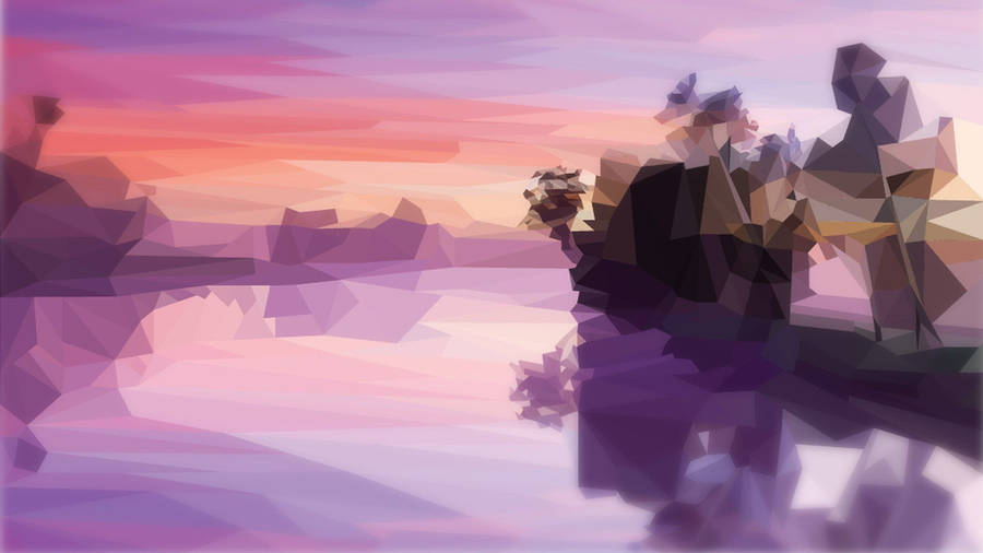 Violet Landscape Low Poly Wallpaper