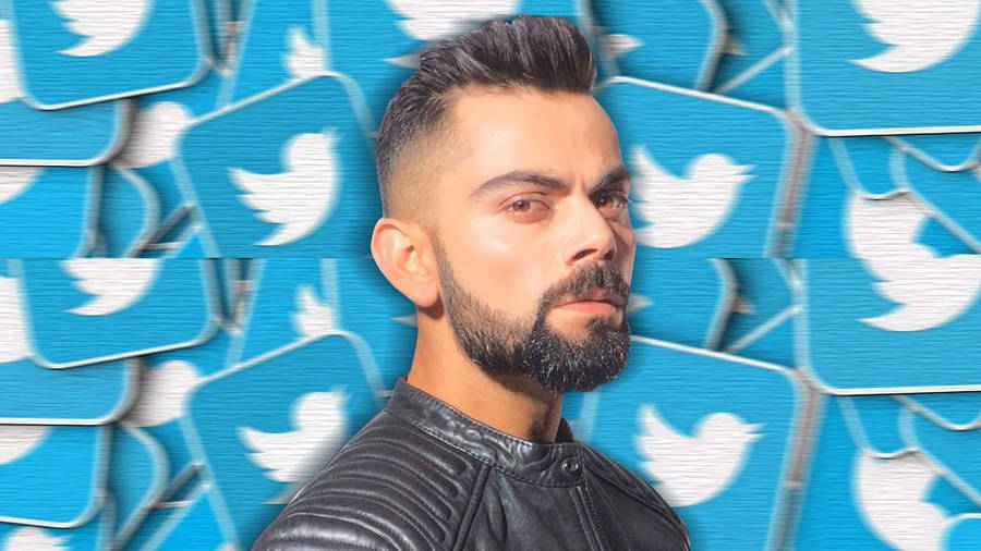 Virat Kohli In Twitter Logo Wallpaper