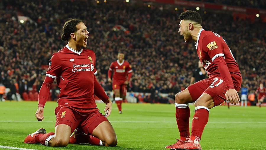 Virgil Van Dijk Kneeling On The Ground Wallpaper