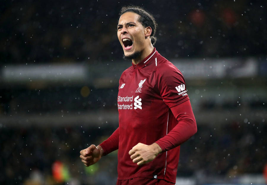 Virgil Van Dijk Under Rain Wallpaper