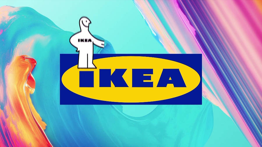 Vivid Ikea Logo On A White Background Wallpaper