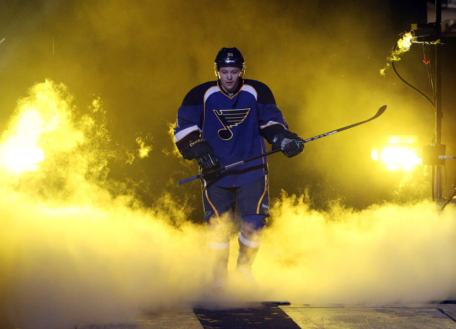 Vladimir Tarasenko Entering Ice Rink While Holding Hockey Stick Wallpaper