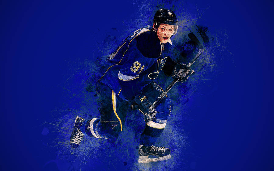 Vladimir Tarasenko Leaning Forward Holding Hockey Stick In Fading Effect Wallpaper