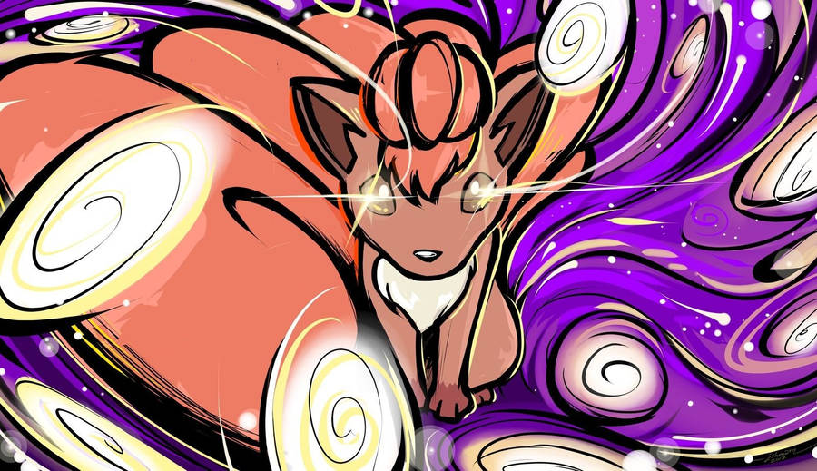 Vulpix In A Spiral Background Wallpaper