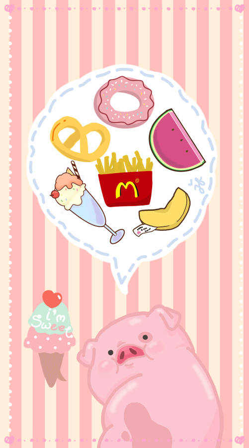 Waddles Thinking About Food Wallpaper