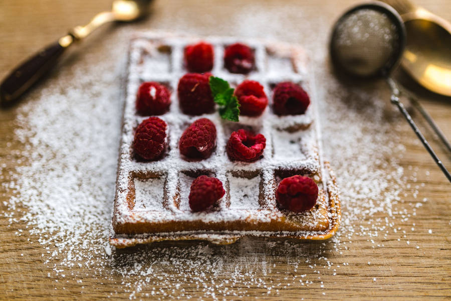 Waffle Raspberries Sugar Wallpaper