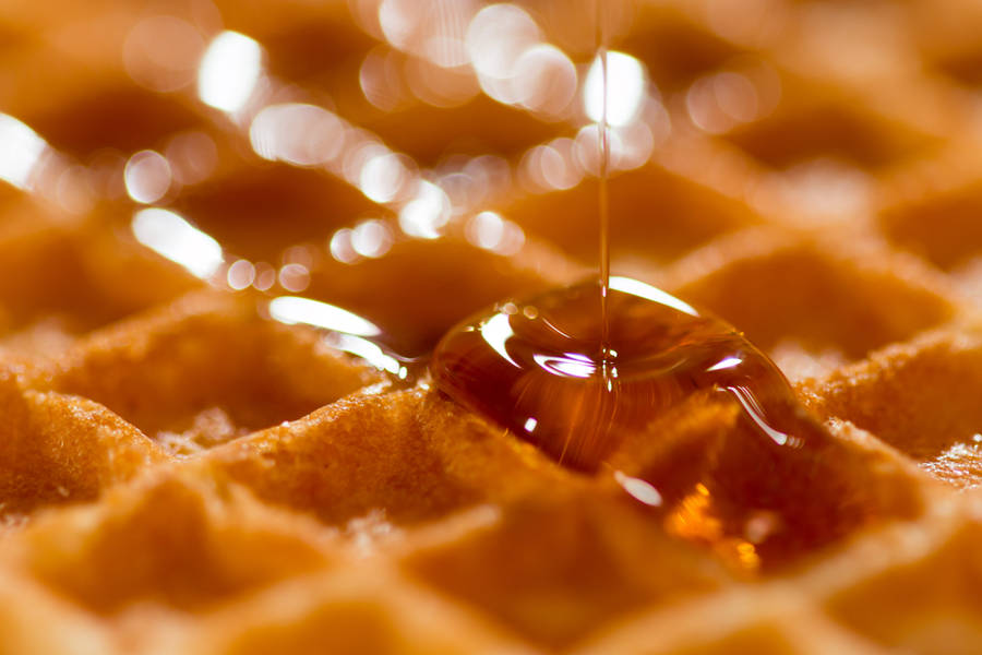 Waffle Syrup Macro Wallpaper