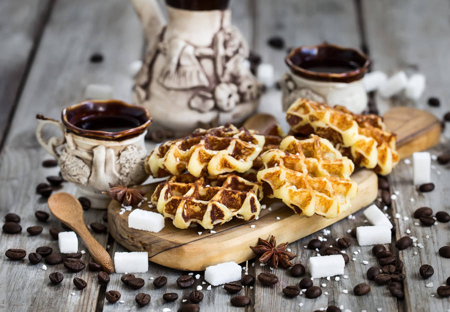 Waffles Star Anise Coffee Wallpaper