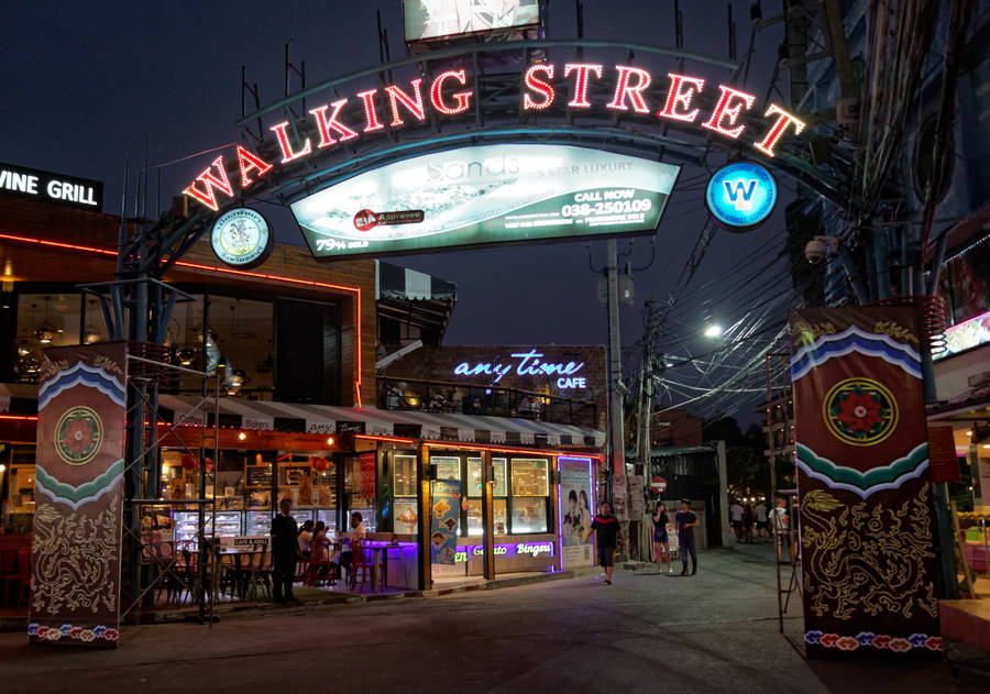 Walking Street Entrance In Pattaya Wallpaper