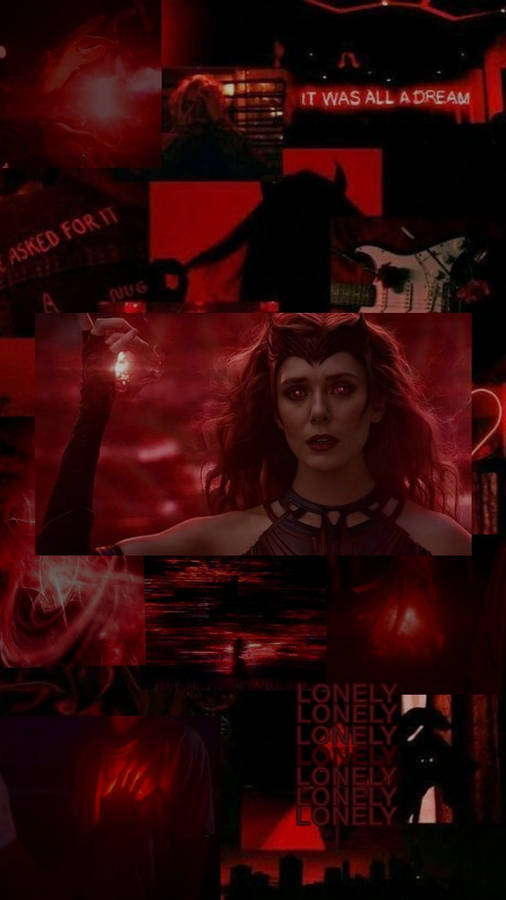 Wanda Maximoff Black And Red Collage Wallpaper