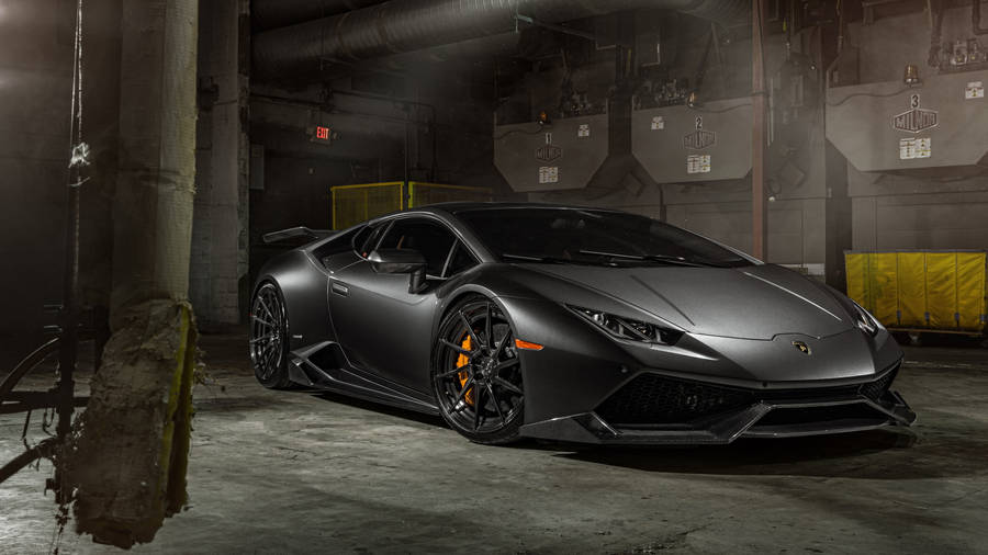 Warehouse Black Lamborghini Wallpaper