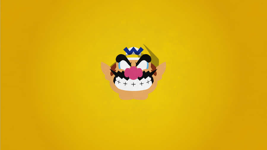 Wario Smirking On A Bold Background Wallpaper