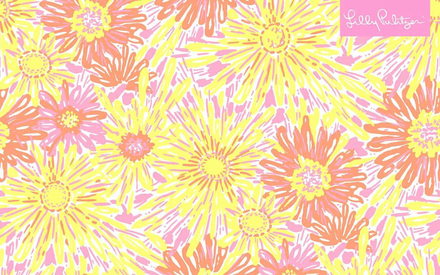 Warm Floral Yellow Lilly Pulitzer Desktop Wallpaper