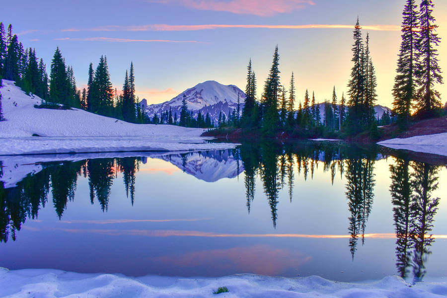 Washington Bench Lake Winter Wallpaper