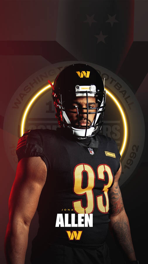 Washington Commanders Player Jonathan Allen In Action Wallpaper