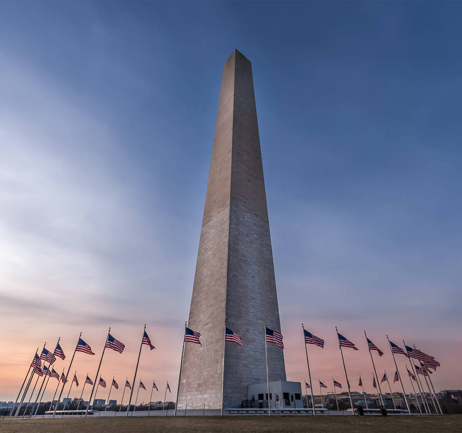 Washington Monument Sunset Ground View Wallpaper