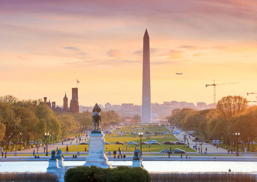 Washington Monument Sunset Light Wallpaper