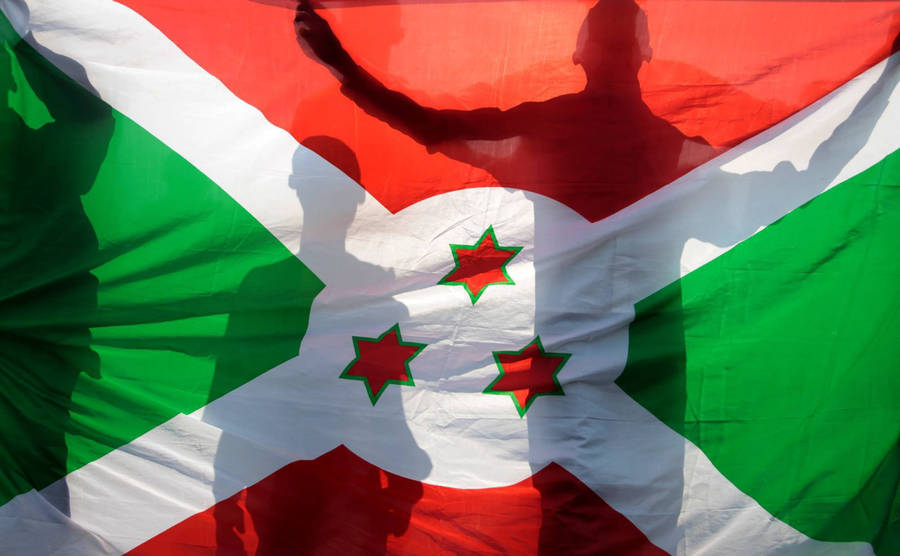 Waving Flag Of Burundi With Shadows Wallpaper