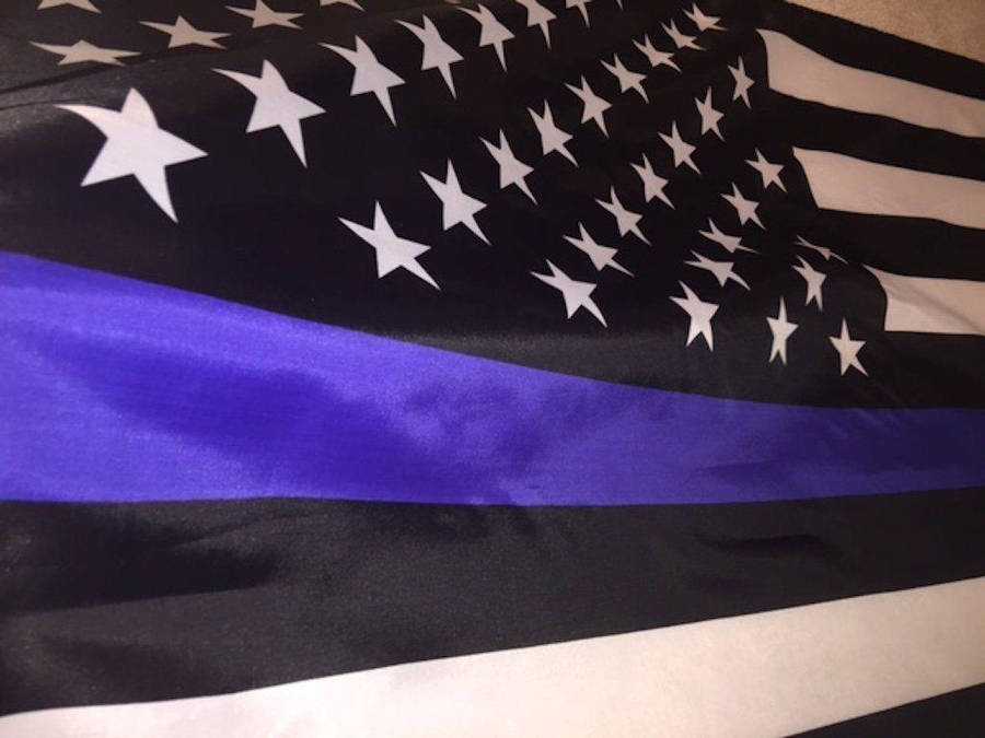 Waving Thin Blue Line Us Flag Wallpaper