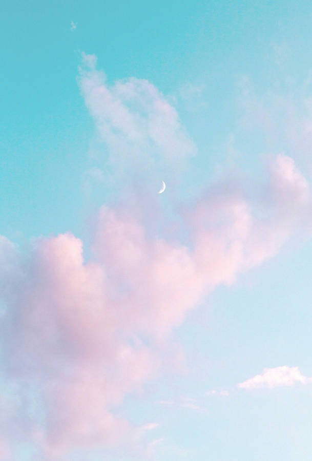 Waxing Crescent Blue Pastel Aesthetic Wallpaper