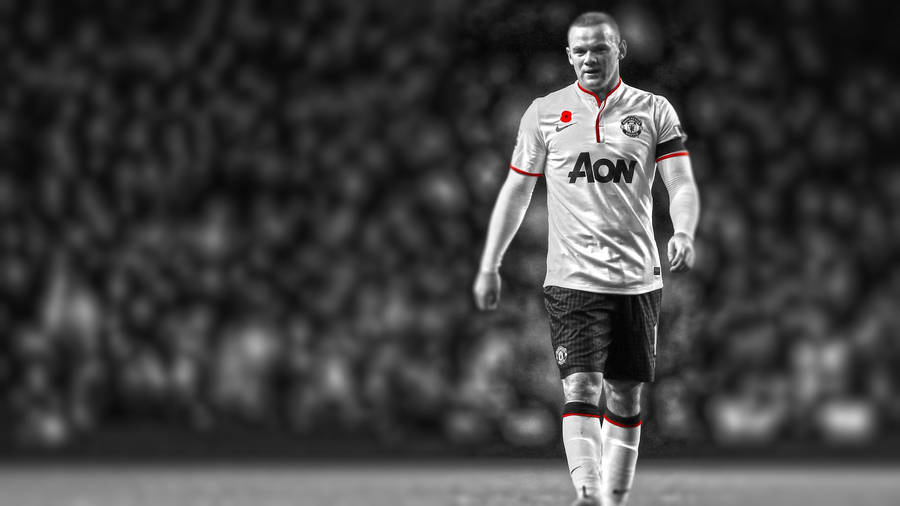 Wayne Rooney Greyscale Focus Wallpaper