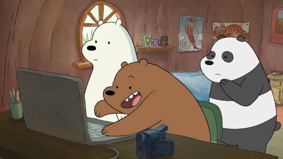 We Bare Bears Surfing The Net Wallpaper