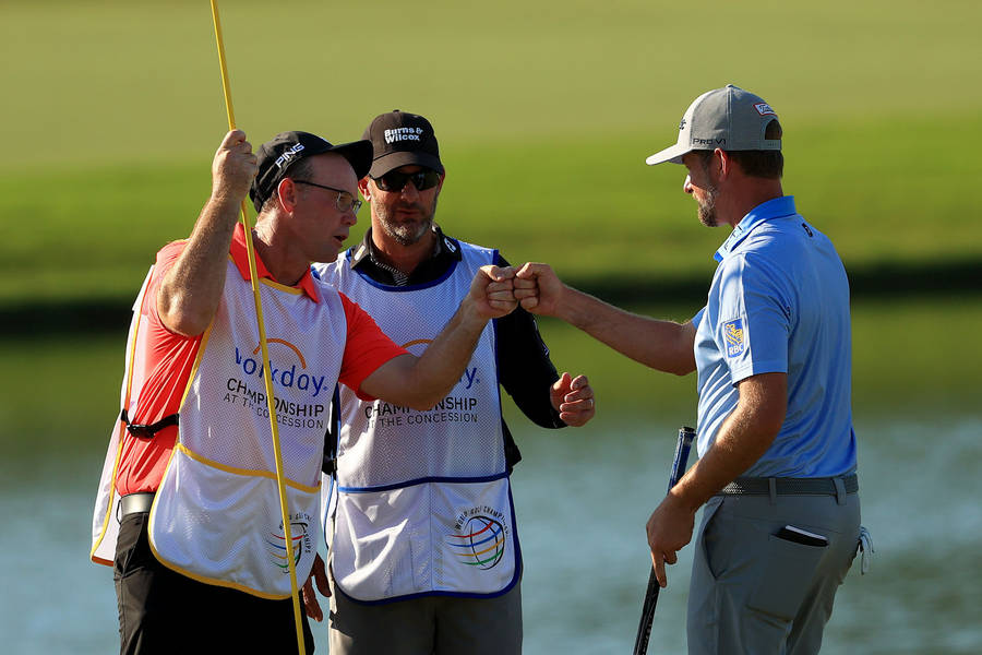 Webb Simpson Fist Bumping Fellow Players Wallpaper