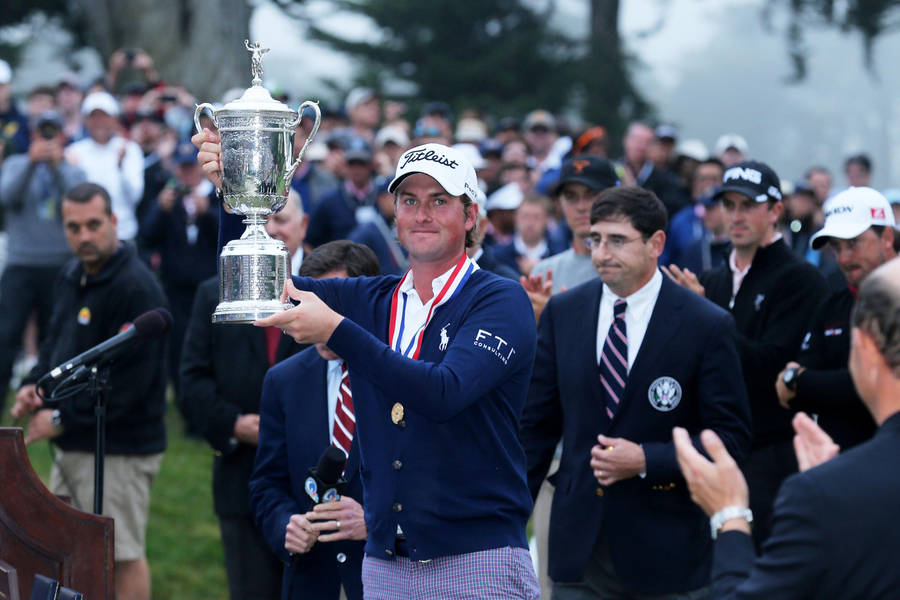 Webb Simpson Flexing His Awards Wallpaper