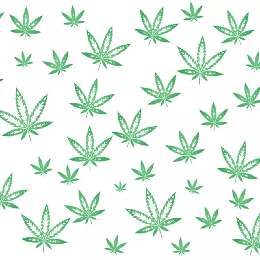 Weed Leaf Pattern In White Backdrop Wallpaper