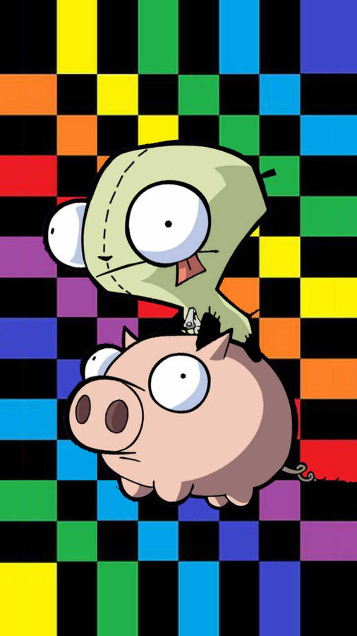 Weirdcore Invader Zim And Pig Wallpaper