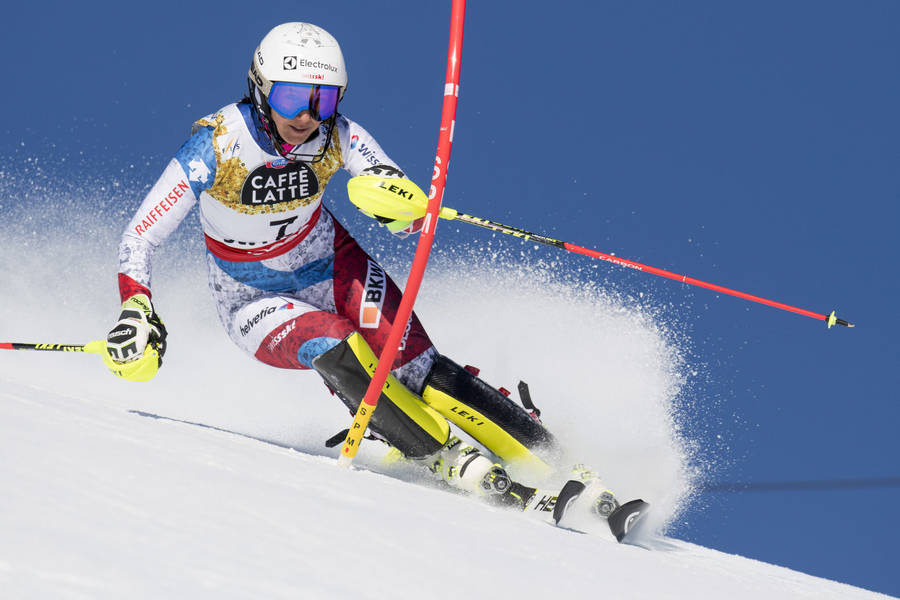 Wendy Holdener Takes To The Slopes In Competitive Alpine Skiing Wallpaper